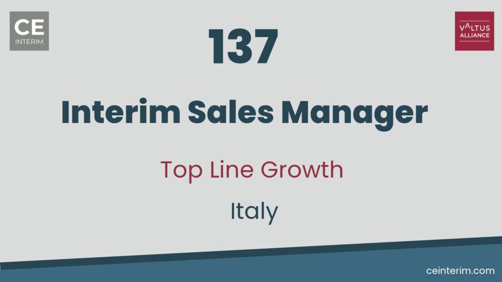 Interim Sales Manager Italiano e bulgaro fluente Esperienza di gestione delle vendite, marketing Hands on focalizzata sull'attività operativa quotidiana Sales Management Italia 137