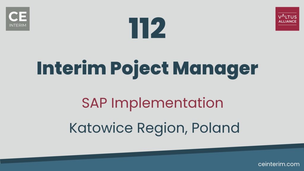 Interimsprojektmanager Projektmanagement von ERP-Einführungen (nicht IT) Funktionsübergreifendes Verständnis von Finanzen, Betrieb, Vertrieb Polnisch, Englisch fließend Projektmanagement Region Kattowitz, Polen 112