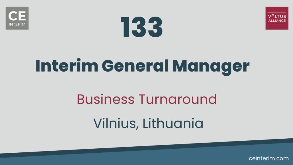 Interim-Geschäftsführer General-Management-Kenntnisse einschließlich Vertriebserfahrung Gewissenhafte Integrität mit hohen Governance-Standards FMCG, Einzelhandel Erfahrung General Management Vilnius, Litauen 133