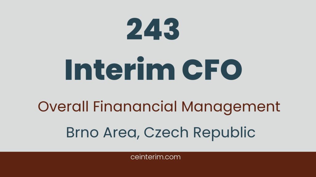Interim CFOERP implementation leadership (IFS or equivalent) Interim CFO or finance transformation experience Post-crisis financial stabilisation Budgeting, forecasting, and cost control in project manufacturing IFRS and Czech statutory financial reportingFinanceBrno Area, Czech Republic243