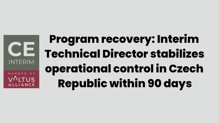 A program helyreállítása: Az ideiglenes műszaki igazgató 90 napon belül stabilizálja az operatív ellenőrzést Csehországban