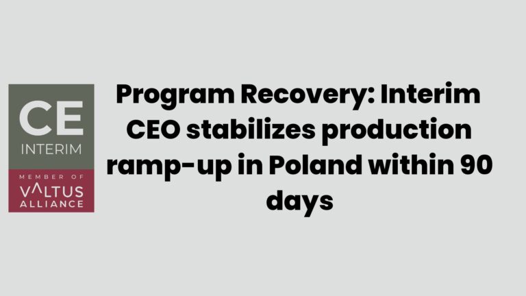 Program Recovery: Interim CEO stabilizes production ramp-up in Poland within 90 days