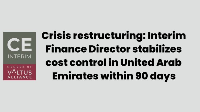 Restrukturyzacja kryzysowa: Tymczasowy dyrektor finansowy stabilizuje kontrolę kosztów w Zjednoczonych Emiratach Arabskich w ciągu 90 dni