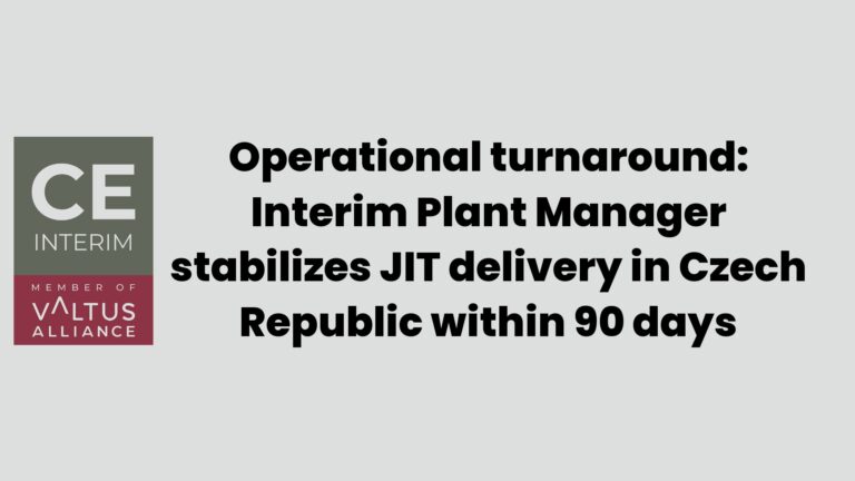 Működési fordulat: Az ideiglenes üzemvezető 90 nap alatt stabilizálja a JIT szállítást Csehországban