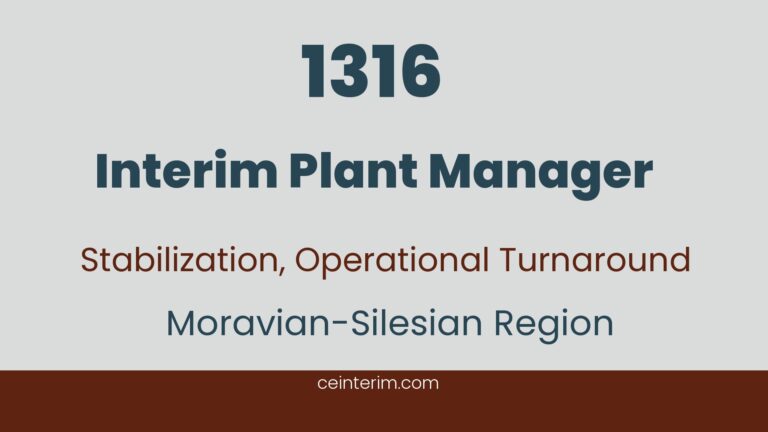 Interim Plant ManagerCost Reduction Initiatives, Operational Turnaround, Governance, Performance ImprovementPlant ManagementMoravian-Silesian Region1316