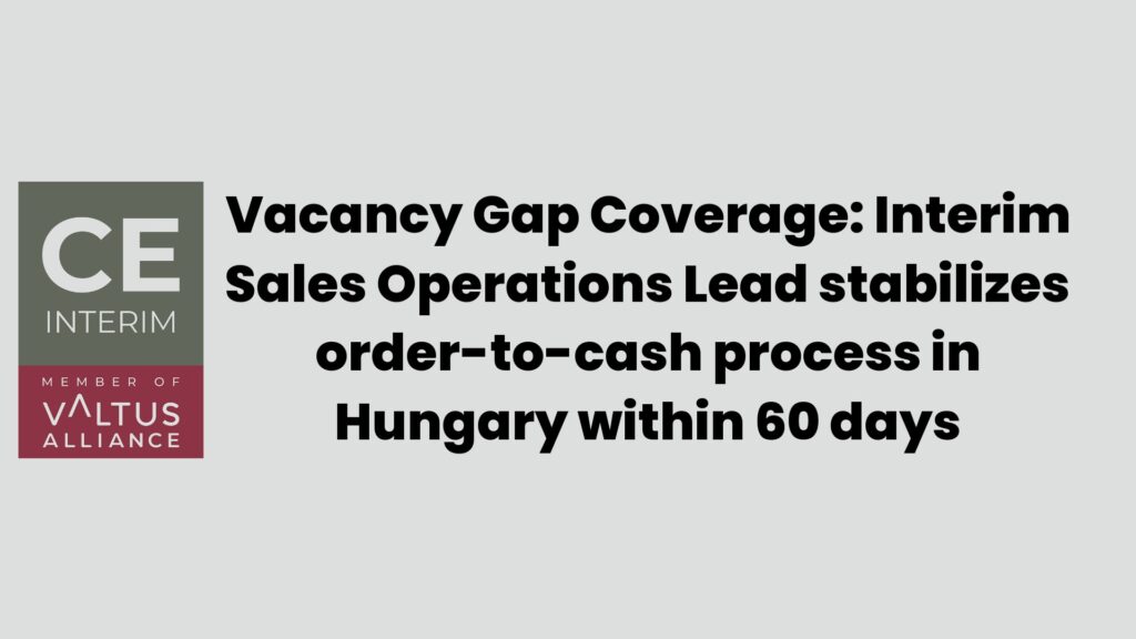Покрытие пробелов в вакансиях: Временный руководитель отдела продаж стабилизирует процесс перехода от заказа к кассе в Венгрии в течение 60 дней