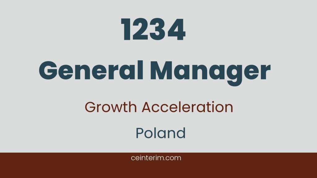 General ManagerEnterpreneurial mindsetGeneral ManagementPoland1234