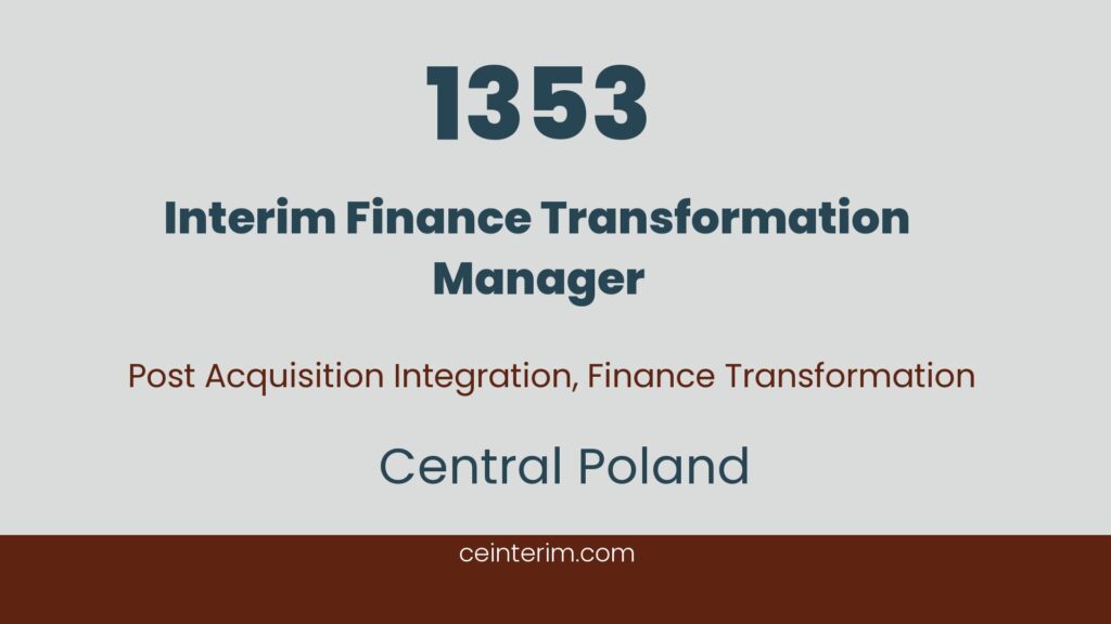 Manager interimar pentru transformarea finanțelorFinanțePolonia Centrală1353