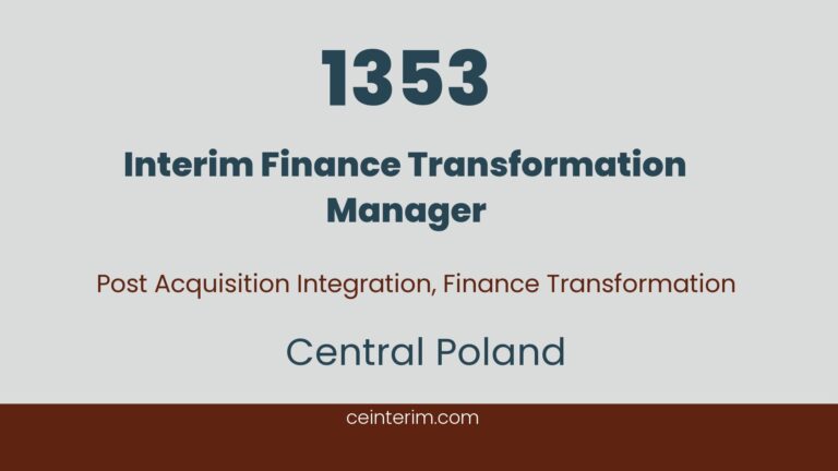 Interim Finance Transformation ManagerFinanceCentral Poland1353