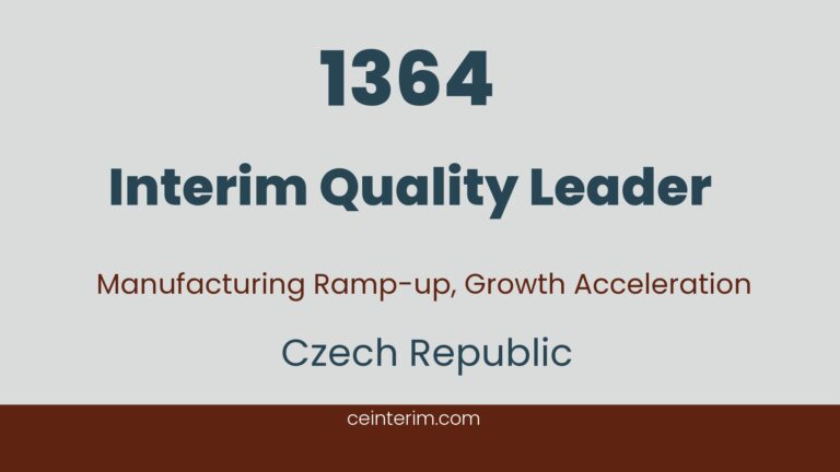 Interim Quality LeaderQuality Leadership, First-Pass Yield Improvement, Rework Reduction, Quality Transformation, Operational Excellence, Manufacturing Performance ImprovementOperationsCzech Republic1364