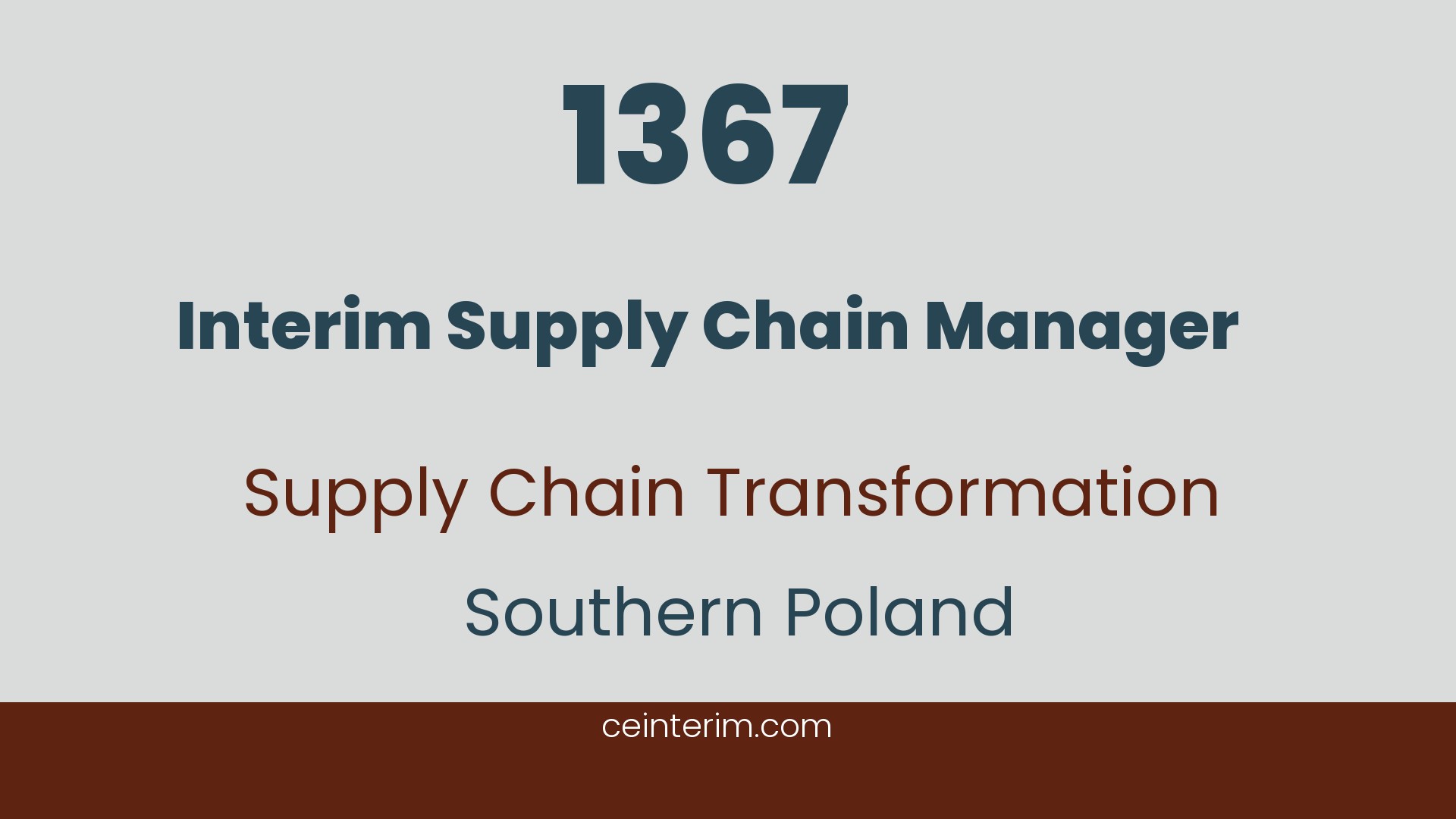 Interim Supply Chain ManagerSOPOperationsSouthern Poland1367