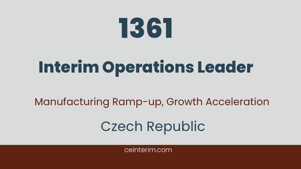 Interim Operations LeaderCNC Machining, Precision Manufacturing, Operational Turnaround, Productivity Improvement, Operational ExcellenceOperationsCzech Republic1361