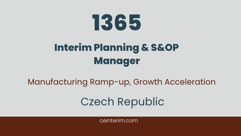 Interim Planning & S&OP ManagerS&OP Leadership, Production Planning, Demand Planning, Inventory Optimisation, On-Time Delivery Improvement, Supply Chain PerformanceOperationsCzech Republic1365