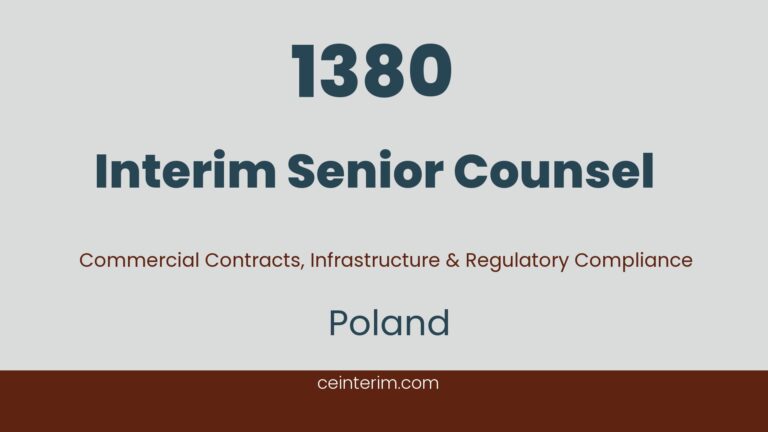 Interim Senior Counsel Commercial Contract Negotiation Infrastructure Projects Strategic Legal Advisory Regulatory Compliance Corporate Governance Poland1380