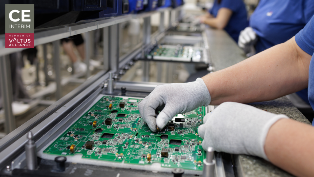 Hungary labour costs 2026: technician at an automotive electronics assembly line in a German-owned Hungarian plant
