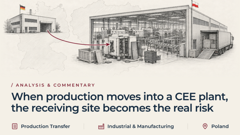 When production moves into a CEE plant, the receiving site becomes the real risk