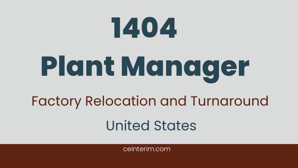 Plant ManagerPlant ManagementUnited States1404