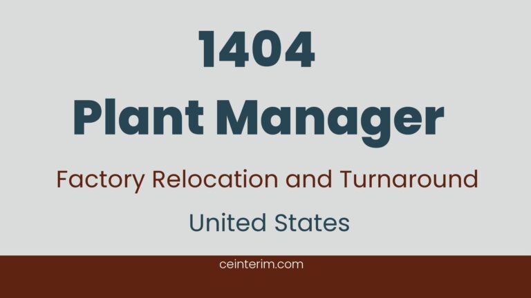 Plant ManagerPlant ManagementUnited States1404
