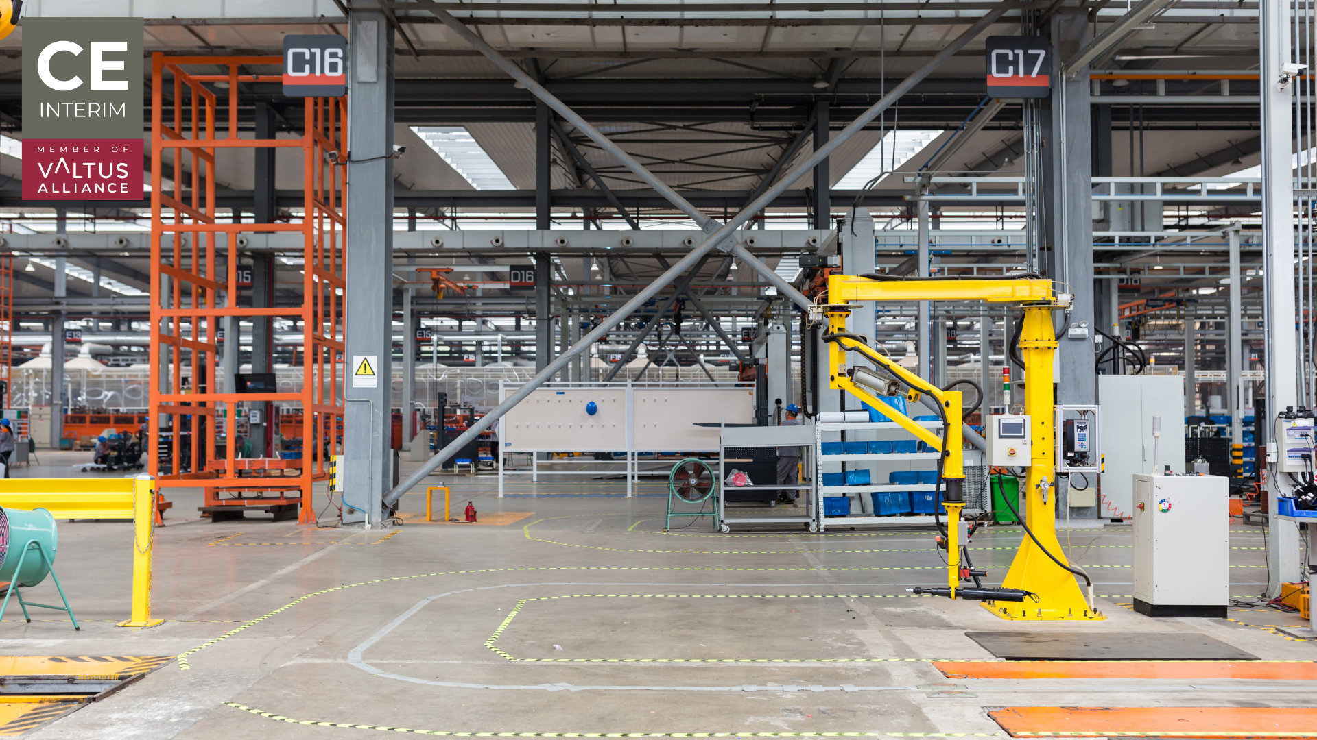 Automotive components production line inside a Central European manufacturing plant during a shift changeover.