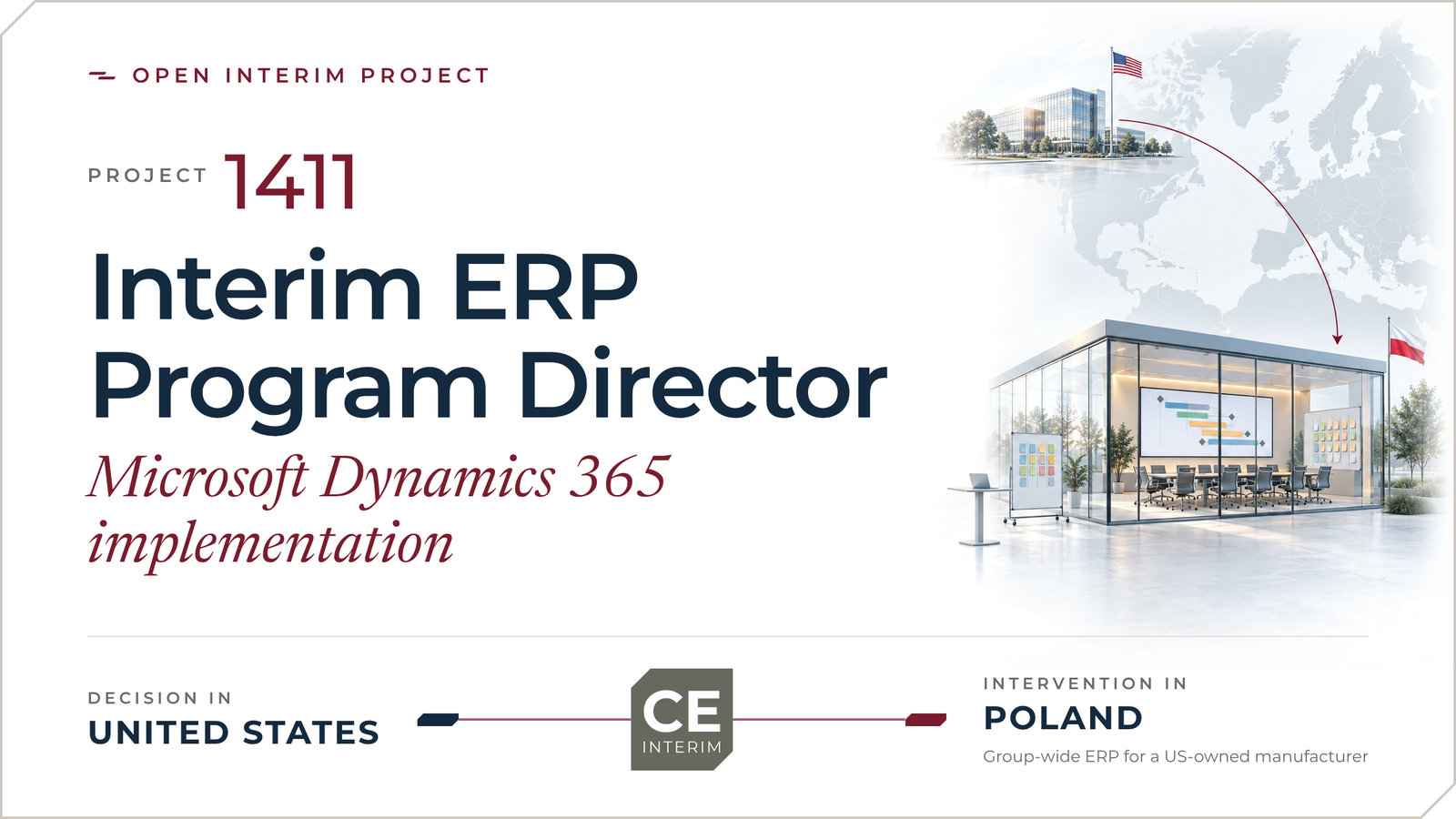 Proiectul 1411: Director interimar al programului ERP, implementarea Microsoft Dynamics 365, din Statele Unite în Polonia