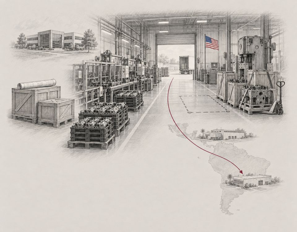 Ilustrace projektu 1404: Přemístění továrny a restrukturalizace, z USA do Latinské Ameriky